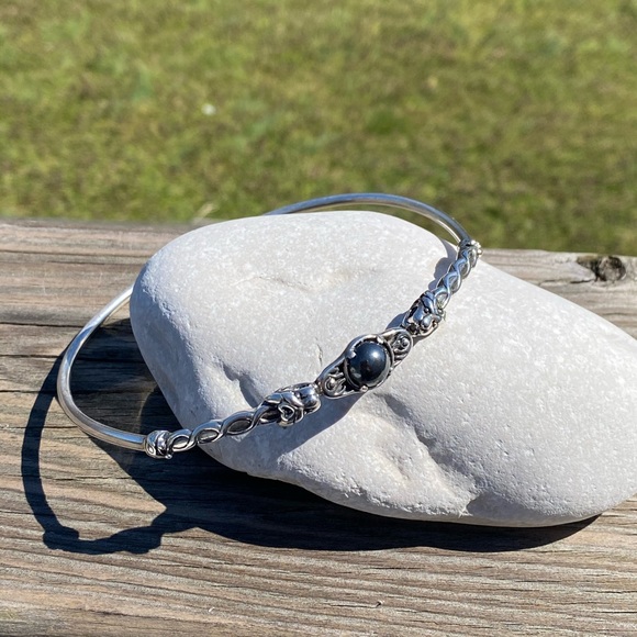 Celtic Lion Torc Necklace .925 Sterling Silver w/ genuine Hematite gem USA - Picture 7 of 15